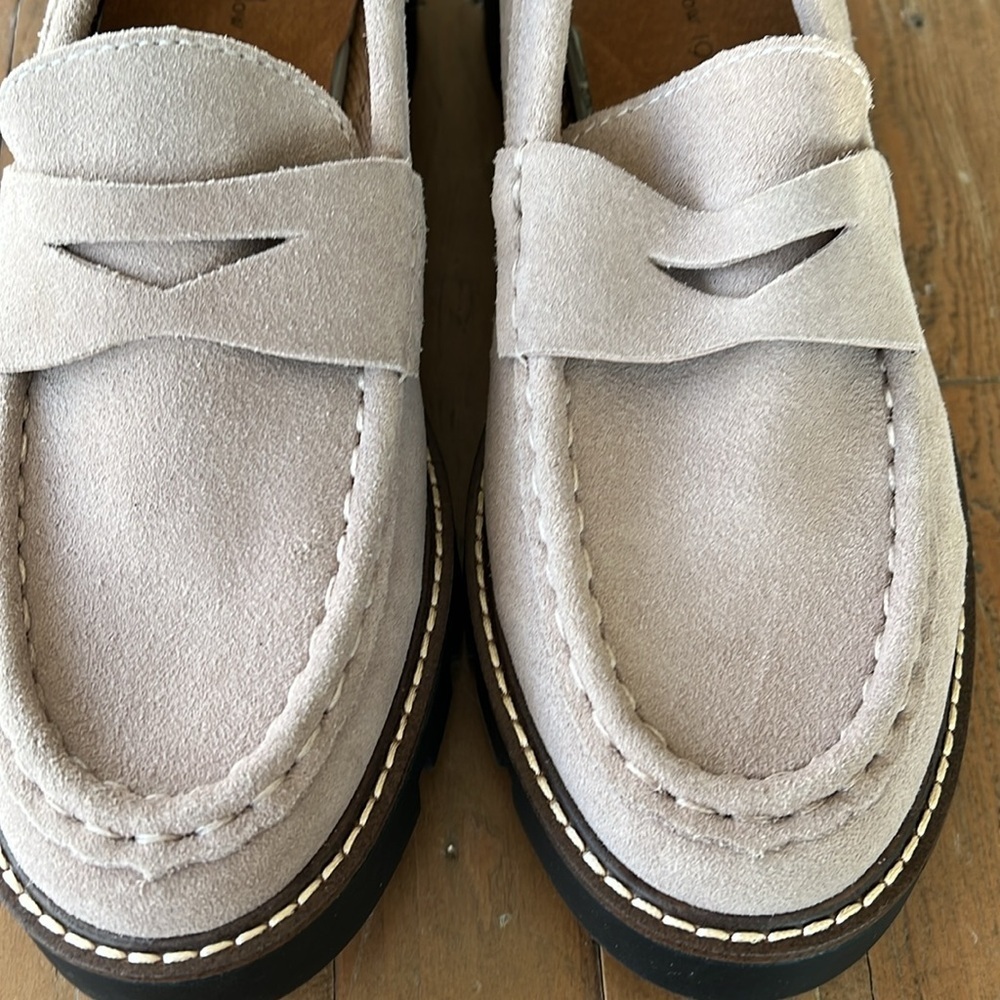 House of Harlow 1960 gunner light taupe gray suede platform loafers - Picture 3 of 9